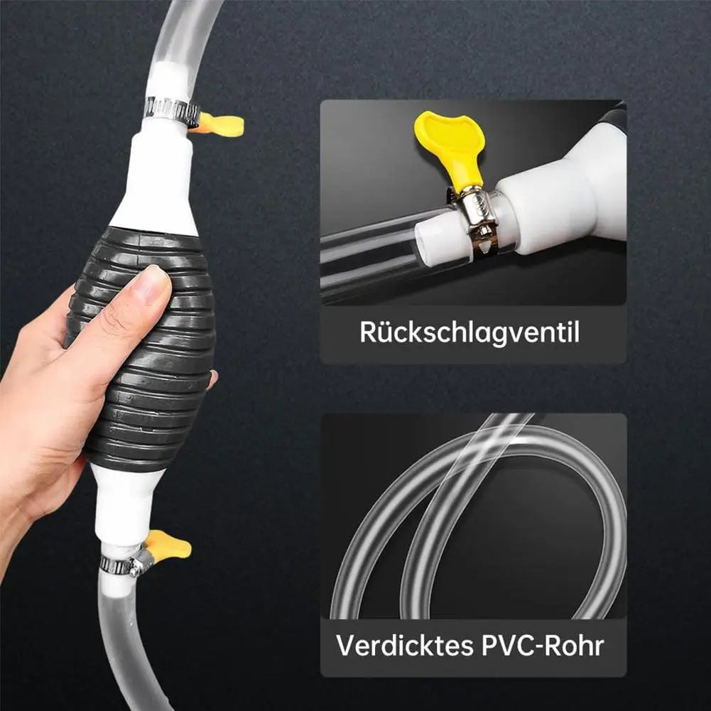 Pompe Manuelle de Transfert Multifonction – Pompe à Carburant, Huile, Eau, Diesel, Nettoyeur Liquide avec Colliers Métalliques Antifuite - BLACKBEARD OUTDOOR INDUSTRIES