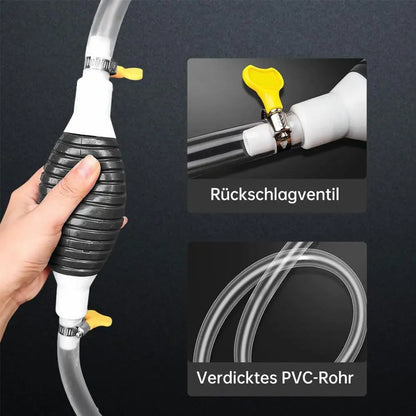 Pompe Manuelle de Transfert Multifonction – Pompe à Carburant, Huile, Eau, Diesel, Nettoyeur Liquide avec Colliers Métalliques Antifuite - BLACKBEARD OUTDOOR INDUSTRIES