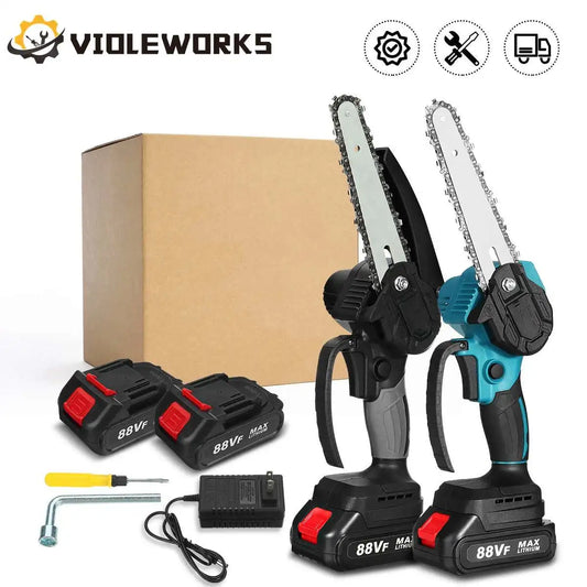 Tronçonneuse Électrique Sans Fil 3000W – Coupe Bois, Taille Pruning 6/8 Pouces – Outil Puissant Rechargeable 18V - BLACKBEARD OUTDOOR INDUSTRIES