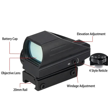 Viseur Reflex 1X40 HD101 Red Dot Sight — 4 Réticules Rouge/Vert pour Rail 11 mm ou 20 mm - BLACKBEARD OUTDOOR INDUSTRIES