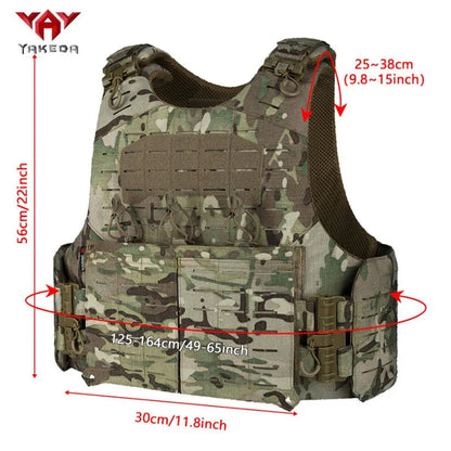 Gilet de Chasse Yakeda 1000D à Libération Rapide – Gilet Tactique Modulaire avec Système MOLLE Découpé au Laser et Poche Double et Triple pour Chargeurs BLACKBEARD OUTDOOR INDUSTRIES