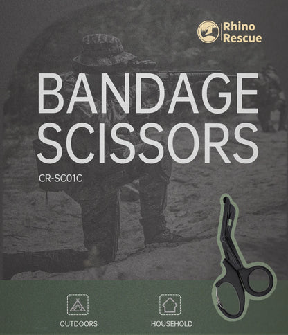 RHINO RESCUE - Ciseaux de Traumatologie 7,5" en Acier Inoxydable Premium avec Lames Anti-Adhésives et Revêtement Fluoré - 1 Pièce - BLACKBEARD OUTDOOR INDUSTRIES