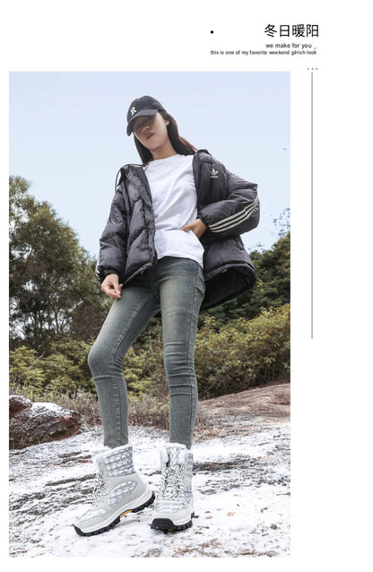 Bottes de Neige Femme Hiver 2024 – Sneakers Chaudes à Fourrure, Semelle Épaisse, Imperméables – Bottines Mi-mollet Outdoor - BLACKBEARD OUTDOOR INDUSTRIES