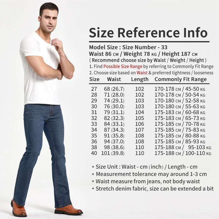 Jean Homme Bootcut Légèrement Évasé Slim Fit – Pantalon en Denim Stretch Classique, Bleu ou Noir, Tendance Designer BLACKBEARD OUTDOOR INDUSTRIES