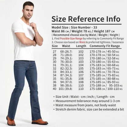 Jean Homme Bootcut Légèrement Évasé Slim Fit – Pantalon en Denim Stretch Classique, Bleu ou Noir, Tendance Designer BLACKBEARD OUTDOOR INDUSTRIES