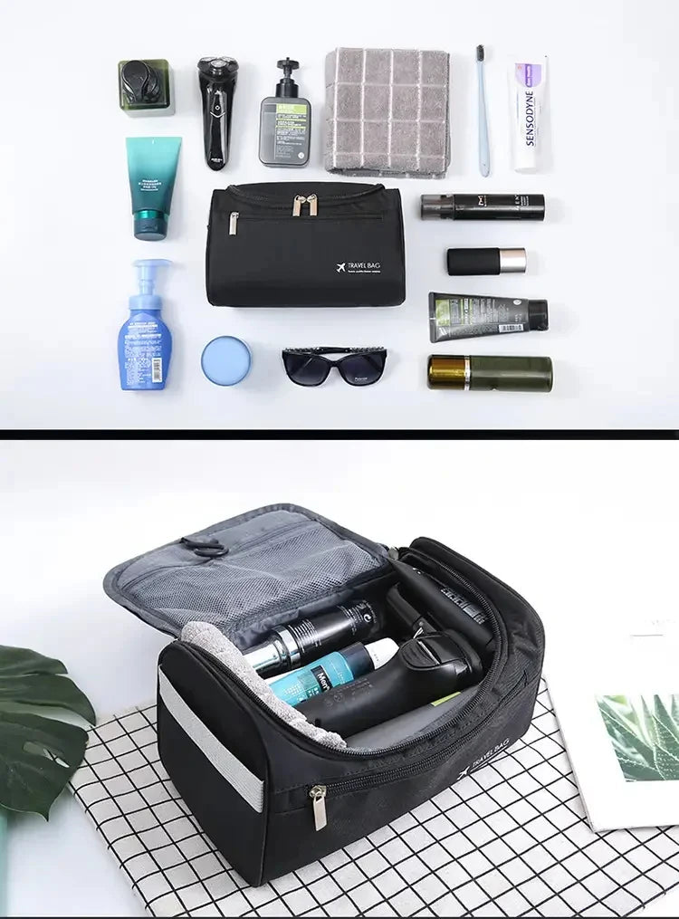 Trousse de Toilette en Cuir PU ou Toile – Grande Capacité & Accroche Murale | Unisexe, Idéale pour les Voyages - BLACKBEARD OUTDOOR INDUSTRIES