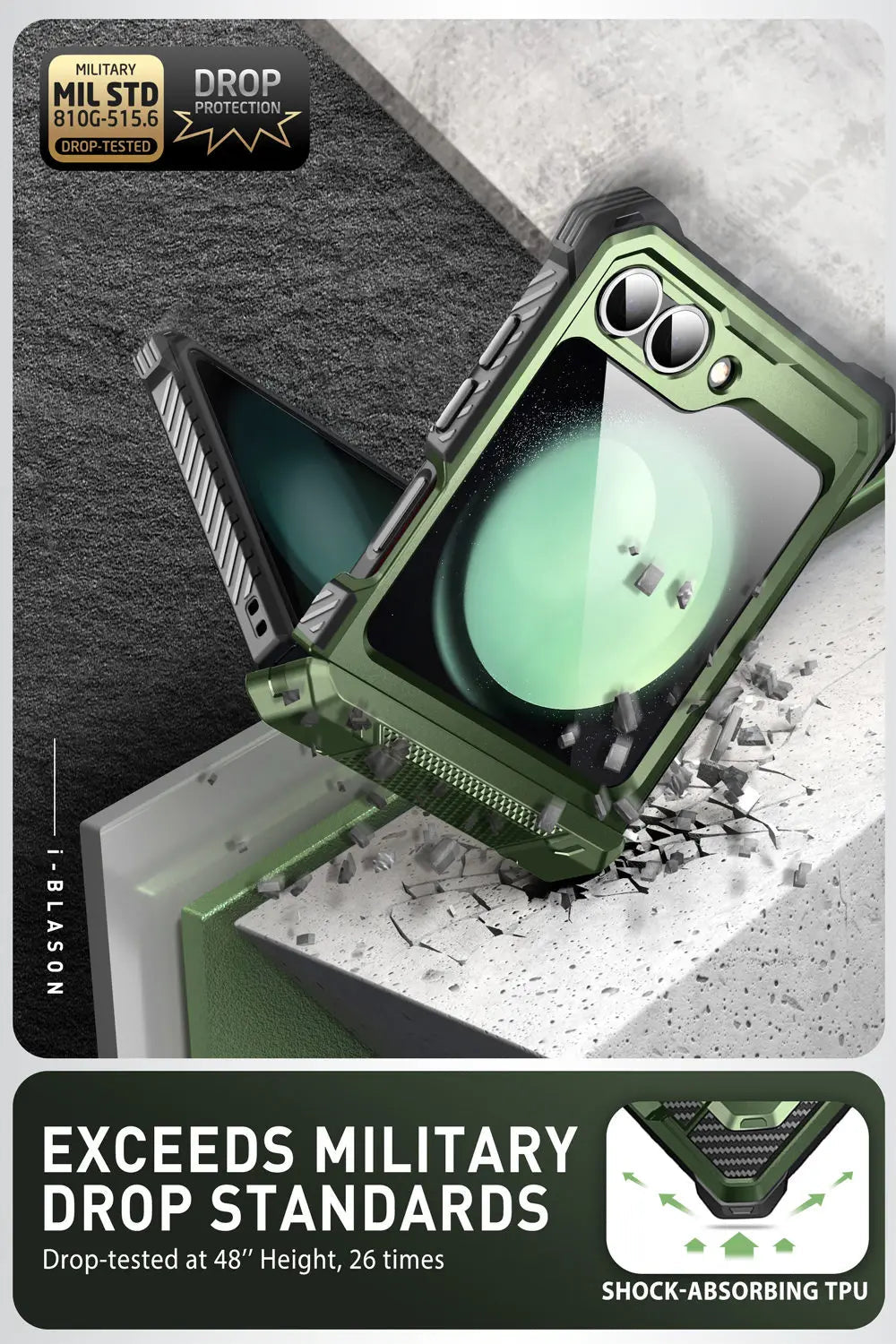 I-BLASON For Samsung Galaxy Z Flip 7 FE/6/5 Case Armorbox Full-Body Military Protection Phone Case with Screen Protector & Stand BLACKBEARD OUTDOOR INDUSTRIES