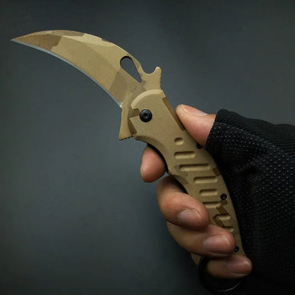 Karambits Tactical Knife OEM EDC Claw Corrosion Pattern 440C Blade Desert Handle Pocket Knifes Survival Tool Outdoor Gift BLACKBEARD OUTDOOR INDUSTRIES
