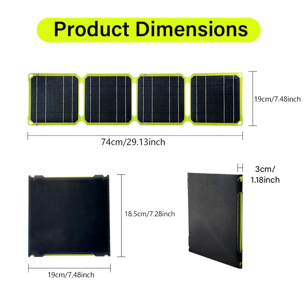 Panneau Solaire Portable Pliable VAKIND 30W/40W – 5V/18V USB-A, USB-C & DC – Étanche IP65 pour Téléphones, Powerbanks, Randonnée, Camping - BLACKBEARD OUTDOOR INDUSTRIES