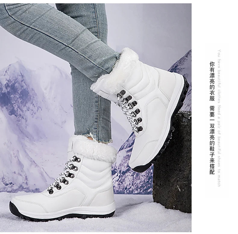 Bottes de Neige Femme Hiver 2024 – Sneakers Chaudes à Fourrure, Semelle Épaisse, Imperméables – Bottines Mi-mollet Outdoor - BLACKBEARD OUTDOOR INDUSTRIES