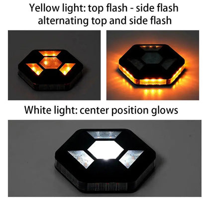 Feu de Signalisation Rotatif LED Magnétique Rechargeable - Lumière de Sécurité pour Voiture, Jaune et Blanche BLACKBEARD OUTDOOR INDUSTRIES