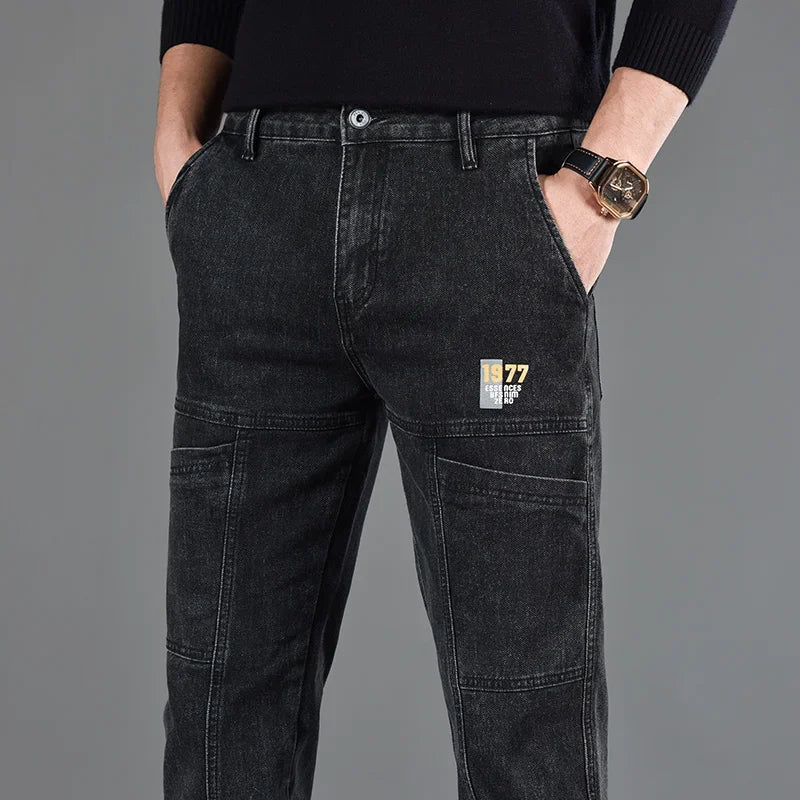 Jean Slim Fit Homme Style Coréen - Pantalon en Denim Élastique Gris Taille Moyenne BLACKBEARD OUTDOOR INDUSTRIES