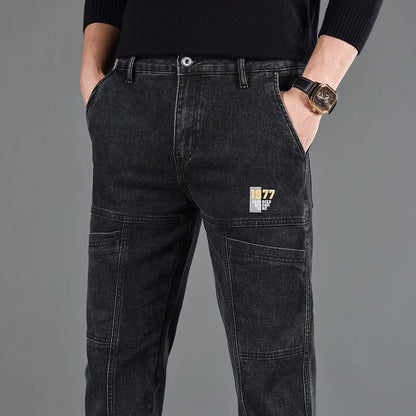Jean Slim Fit Homme Style Coréen - Pantalon en Denim Élastique Gris Taille Moyenne BLACKBEARD OUTDOOR INDUSTRIES