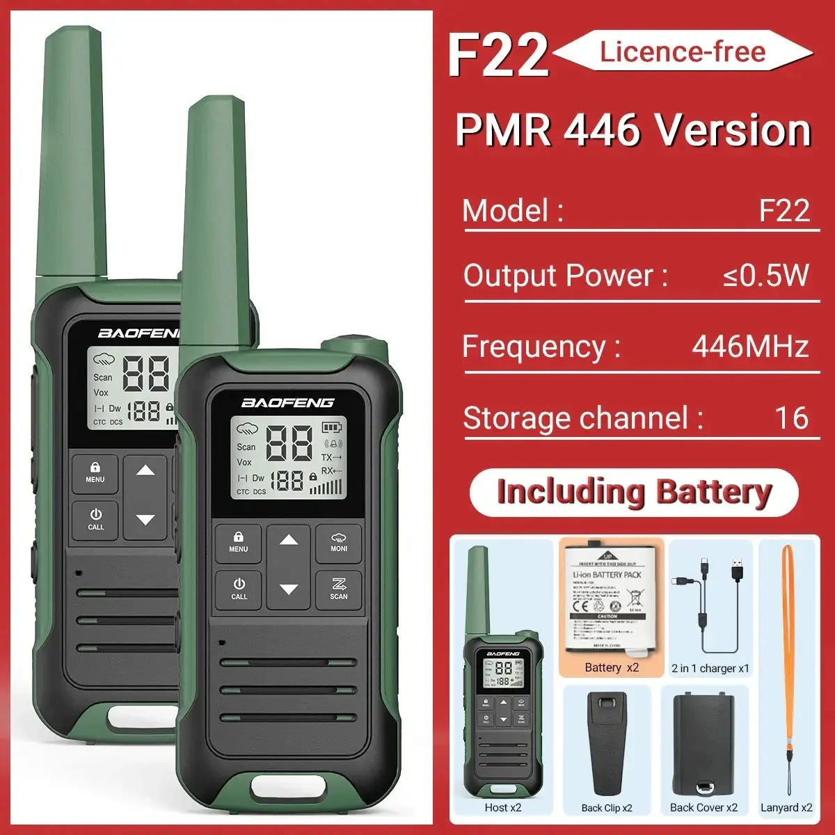 Baofeng F22 - Talkie-Walkie Portable PMR/FRS - Longue Portée et Multifonctions Ma boutique