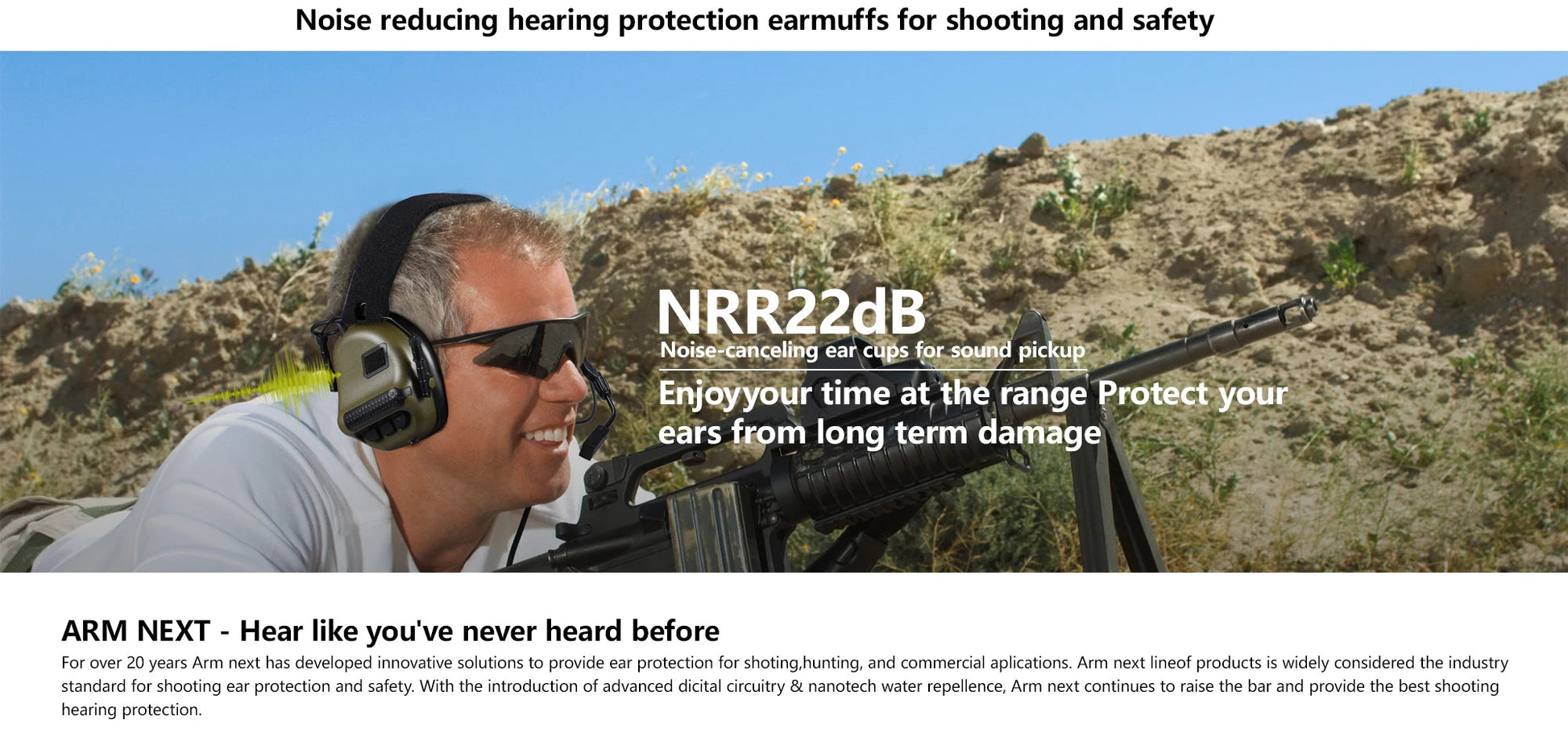 ARM NEXT F10 Casque Tactique Électronique de Protection Auditive – Atténuation du Bruit et Amplification des Sons pour Chasse et Tir BLACKBEARD OUTDOOR INDUSTRIES
