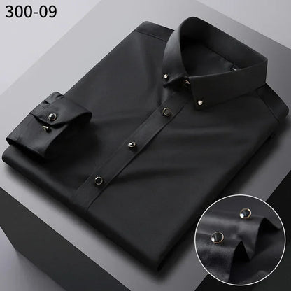 Chemise Homme de Qualité, Manches Longues, Élastique, Confortable et Anti-Retouche – Chemise Business Slim Fit Coréenne BLACKBEARD OUTDOOR INDUSTRIES