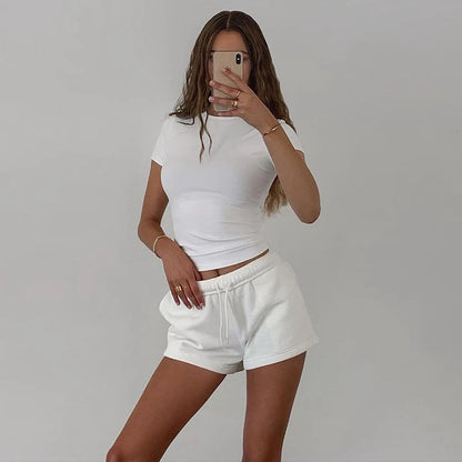 T-Shirt Court Femme Été 2025 | Col Montant – Uni, Extensible & Doux | Haut Basique Mode Casual - BLACKBEARD OUTDOOR INDUSTRIES