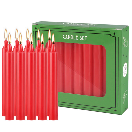 Bougie droite Rouge 4 Pouces - Sans Fumée, Sans Parfum, Sans Coulée - Bougie Artisanal de Haute Qualité pour Dîner, Mariage, Fêtes et Décorations Maison - BLACKBEARD OUTDOOR INDUSTRIES
