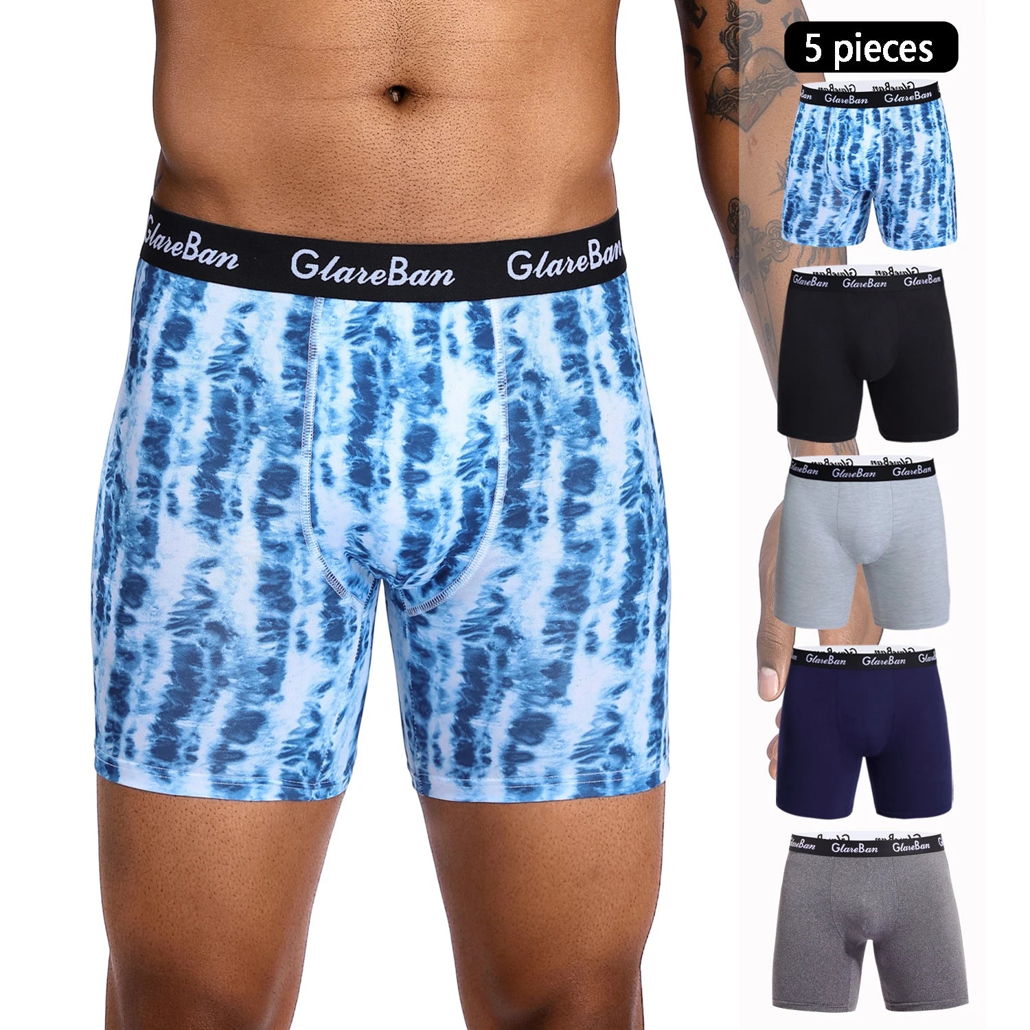 Lot de 5 Boxers Noirs Homme – Confort Mi-Long, Respirant & Moderne - BLACKBEARD OUTDOOR INDUSTRIES