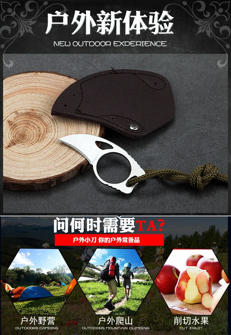Couteau Pendentif de Self-Défense en Acier Inoxydable - Couteau Fixe Portable pour Outdoor, Survival, et Autodéfense - BLACKBEARD OUTDOOR INDUSTRIES