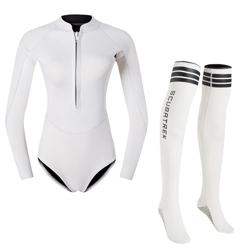 Combinaison Bikini Néoprène Femme 2MM avec Bas – Maillot de Bain Longues Manches Surf, Plongée, Snorkeling, Natation - BLACKBEARD OUTDOOR INDUSTRIES