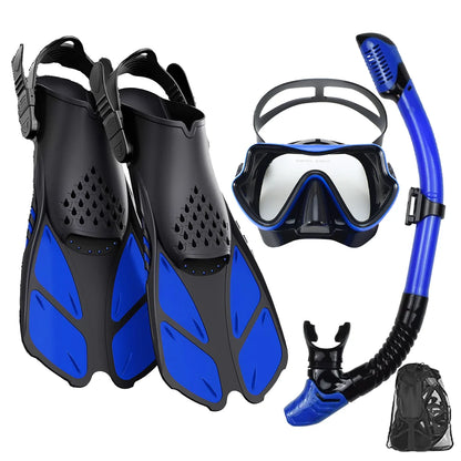 JoyMaySun Set Masque, Palmes et Tuba Adulte – Kit de Plongée Complet avec Sac de Transport - BLACKBEARD OUTDOOR INDUSTRIES