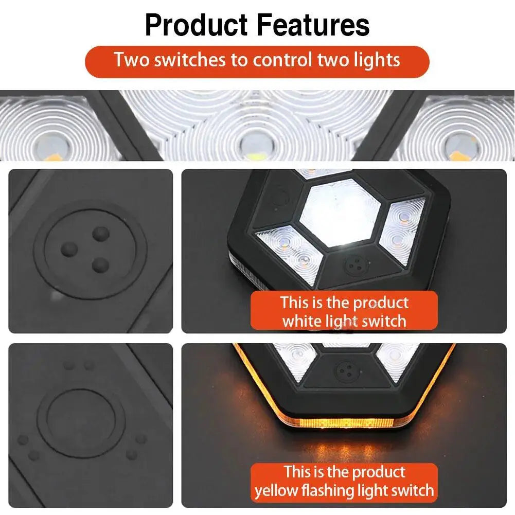 Feu de Signalisation Rotatif LED Magnétique Rechargeable - Lumière de Sécurité pour Voiture, Jaune et Blanche BLACKBEARD OUTDOOR INDUSTRIES