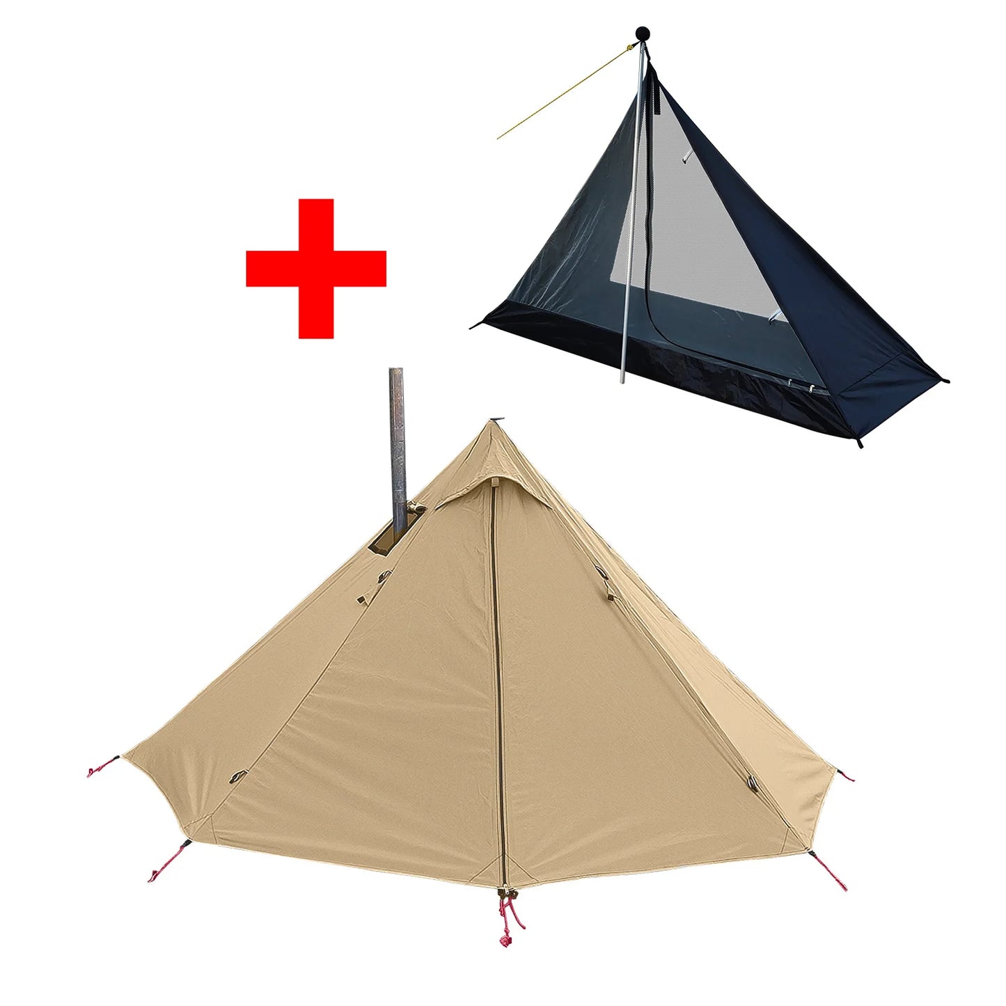 Tente Hot Tent Tipi 1 Personne – Avec Fenêtre pour Cheminée | Double Paroi | 3 Saisons | Bushcraft / Camping Solo - BLACKBEARD OUTDOOR INDUSTRIES