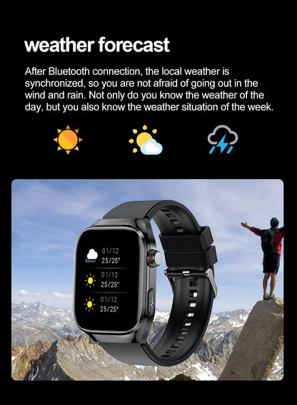 Montre Connectée Homme 2025 – Suivi Santé Avancé ECG+PPG – Surveillance Acide Urique & Lipides – Appels Bluetooth – Écran 2.04” AMOLED – Pour Android & iOS - BLACKBEARD OUTDOOR INDUSTRIES