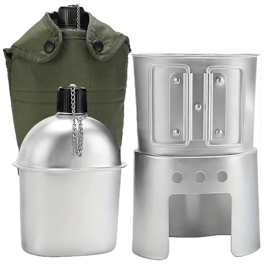 Gourde Militaire en Aluminium avec Gobelet et Pochette – 1 Set – 900 ml – Bouteille d’Eau Portable pour Camping, Randonnée, Voyage, Activités Outdoor - BLACKBEARD OUTDOOR INDUSTRIES