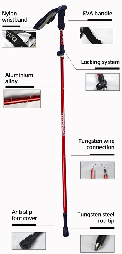 Bâton de Randonnée Pliable 5 Sections – PACOONE | Léger, Télescopique & Portable – 130 cm - BLACKBEARD OUTDOOR INDUSTRIES