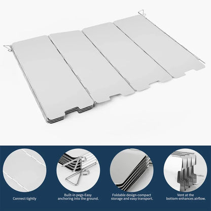 Pare-vent Haut pour Réchaud – Écran Anti-Vent en Aluminium Pliable pour Camping, Cuiseur Extérieur, Pare-Vent pour Réchaud à Butane - BLACKBEARD OUTDOOR INDUSTRIES