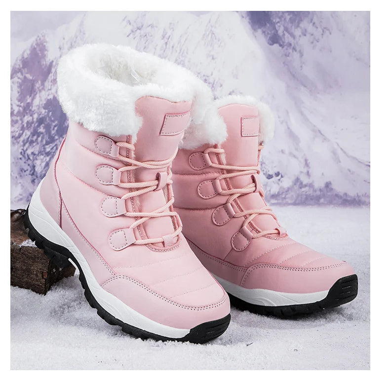 Bottes de Neige Femme Hiver 2024 – Sneakers Chaudes à Fourrure, Semelle Épaisse, Imperméables – Bottines Mi-mollet Outdoor - BLACKBEARD OUTDOOR INDUSTRIES