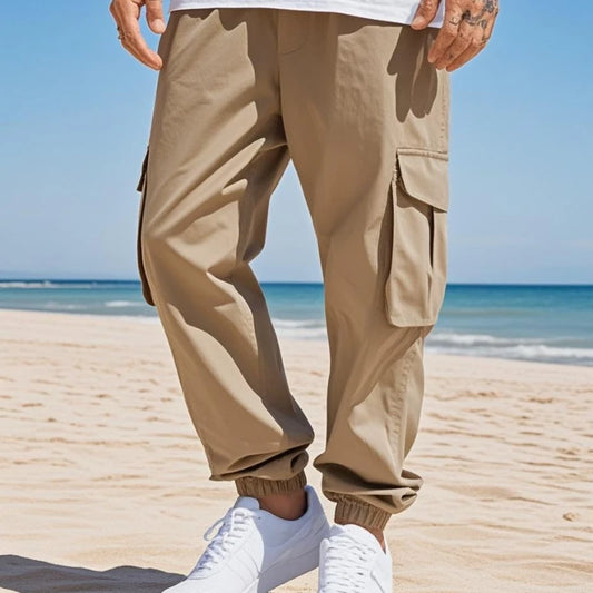 Pantalon Cargo Homme Grande Taille | Style Européen Décontracté | Taille Élastique & Cordon | Multi-poches | Léger & Confortable - BLACKBEARD OUTDOOR INDUSTRIES