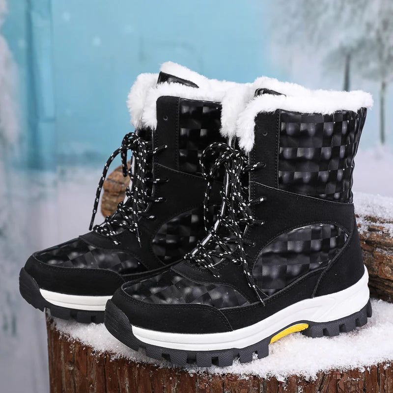 Bottes de Neige Femme Hiver 2024 – Sneakers Chaudes à Fourrure, Semelle Épaisse, Imperméables – Bottines Mi-mollet Outdoor - BLACKBEARD OUTDOOR INDUSTRIES