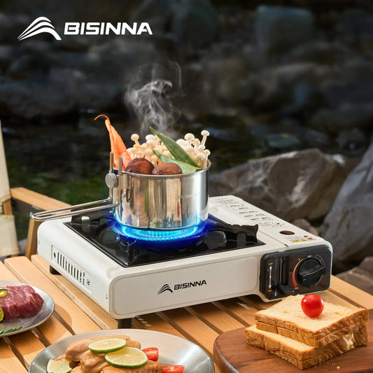 BISINNA Picnic Stove - Réchaud Portable à Gaz Butane avec 3 Couches de Sécurité - BLACKBEARD OUTDOOR INDUSTRIES