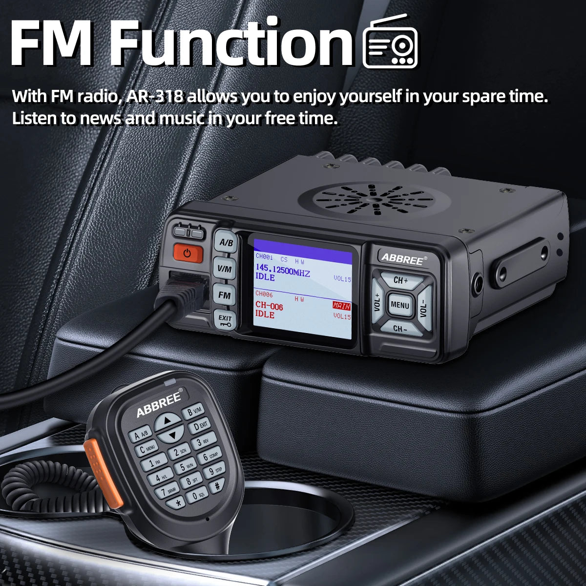 ABBREE AR-318 / AR-218 – Radio Mobile Portable VHF/UHF Double Bande 25W 128 Canaux - BLACKBEARD OUTDOOR INDUSTRIES