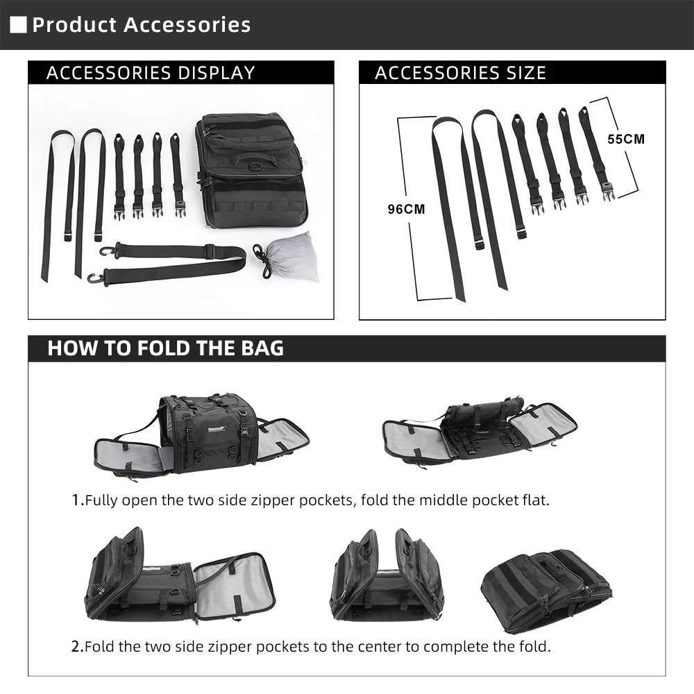 sacoche de voyage pour moto Rhinowalk 19L / 80L Ma boutique