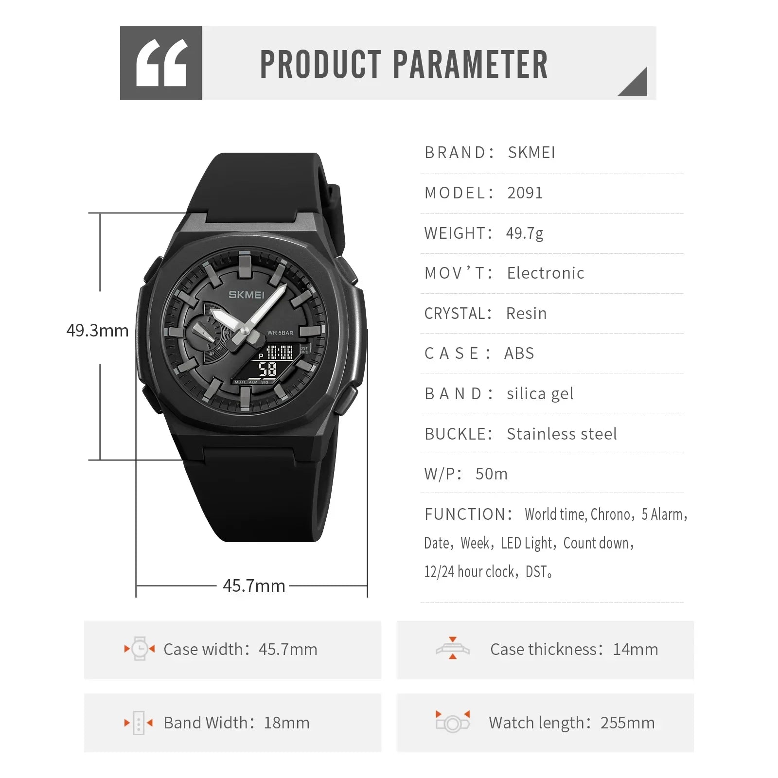 Montre de Sport SKMEI 2091 pour Homme – Montre Numérique Militaire Résistante à l'Eau avec Fonction Compte à Rebours et Date - BLACKBEARD OUTDOOR INDUSTRIES