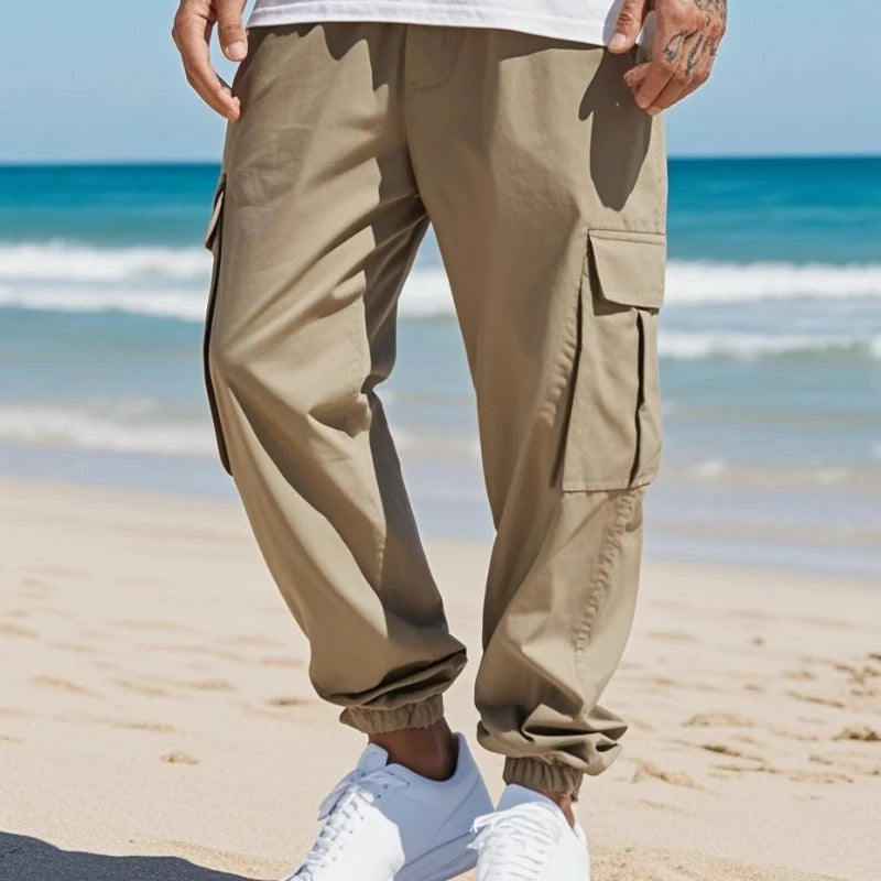 Pantalon Cargo Homme Grande Taille | Style Européen Décontracté | Taille Élastique & Cordon | Multi-poches | Léger & Confortable - BLACKBEARD OUTDOOR INDUSTRIES