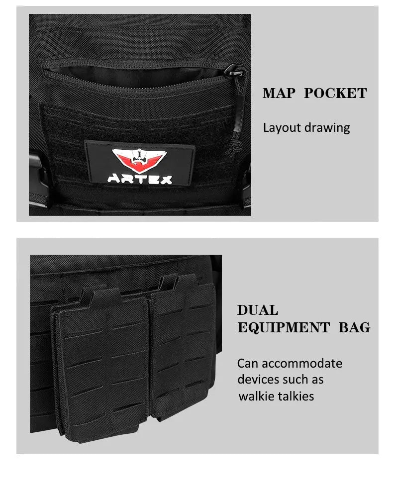 Gilet Tactique ARTEX Plate Carrier – Dégrafe Rapide, Molle Laser Cut, 1000D Ma boutique