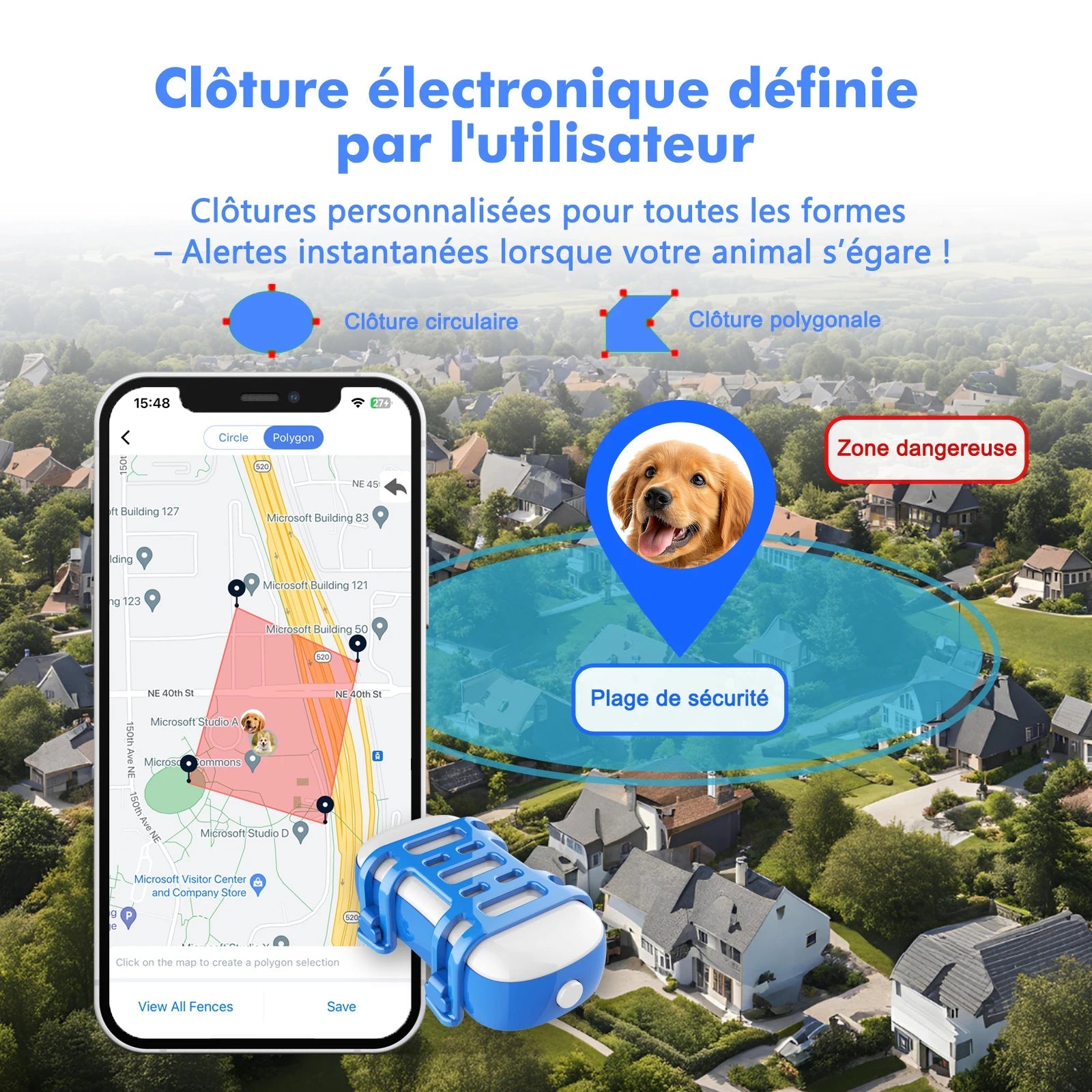 Traceur GPS 4G pour Chien & Chat – Étanche, Localisation en Temps Réel, Son/Lumière, Application Mobile Incluse Ma boutique