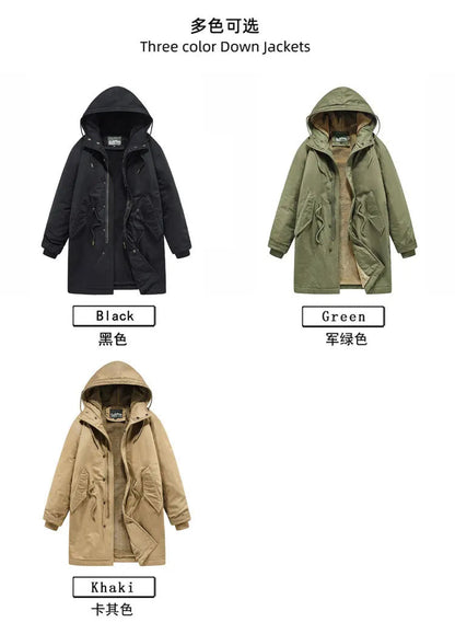 New American Retro M51 Mid-Length Windbreaker Parka with Hood Coat - Amish Cotton Long Coat for Men - Fall/Winter BLACKBEARD OUTDOOR INDUSTRIES