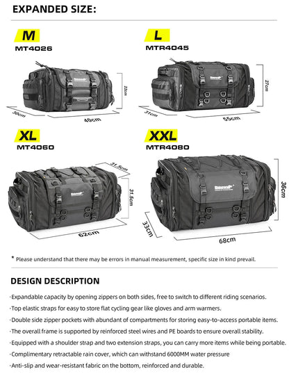 sacoche de voyage pour moto Rhinowalk 19L / 80L Ma boutique