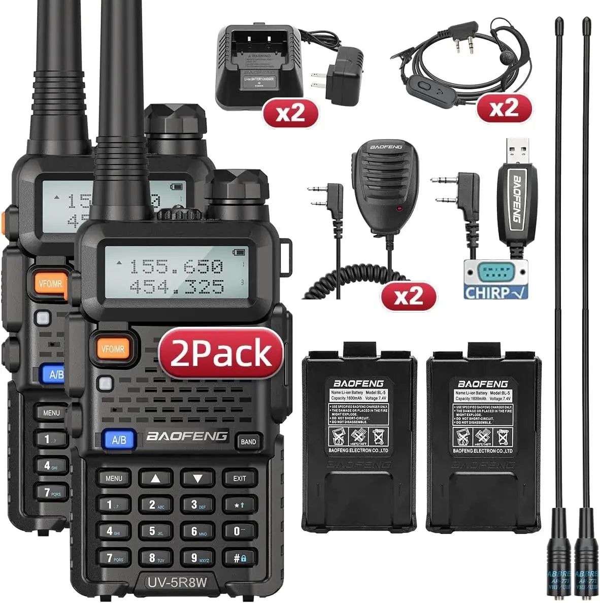 Baofeng UV-5R 8W – Radio Bidirectionnelle Haute Puissance | Jusqu’à 15 km de Portée Ma boutique