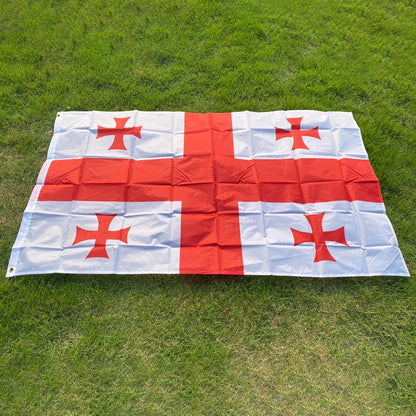 Drapeau de la Géorgie 90x150 cm – Bannière en Polyester Imprimée des Deux Côtés pour Décoration BLACKBEARD OUTDOOR INDUSTRIES