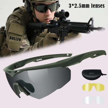 Lunettes Tactiques de Tir 3 Lentilles - Lunettes Résistantes aux Impacts, Anti-buée et Anti-vent BLACKBEARD OUTDOOR INDUSTRIES