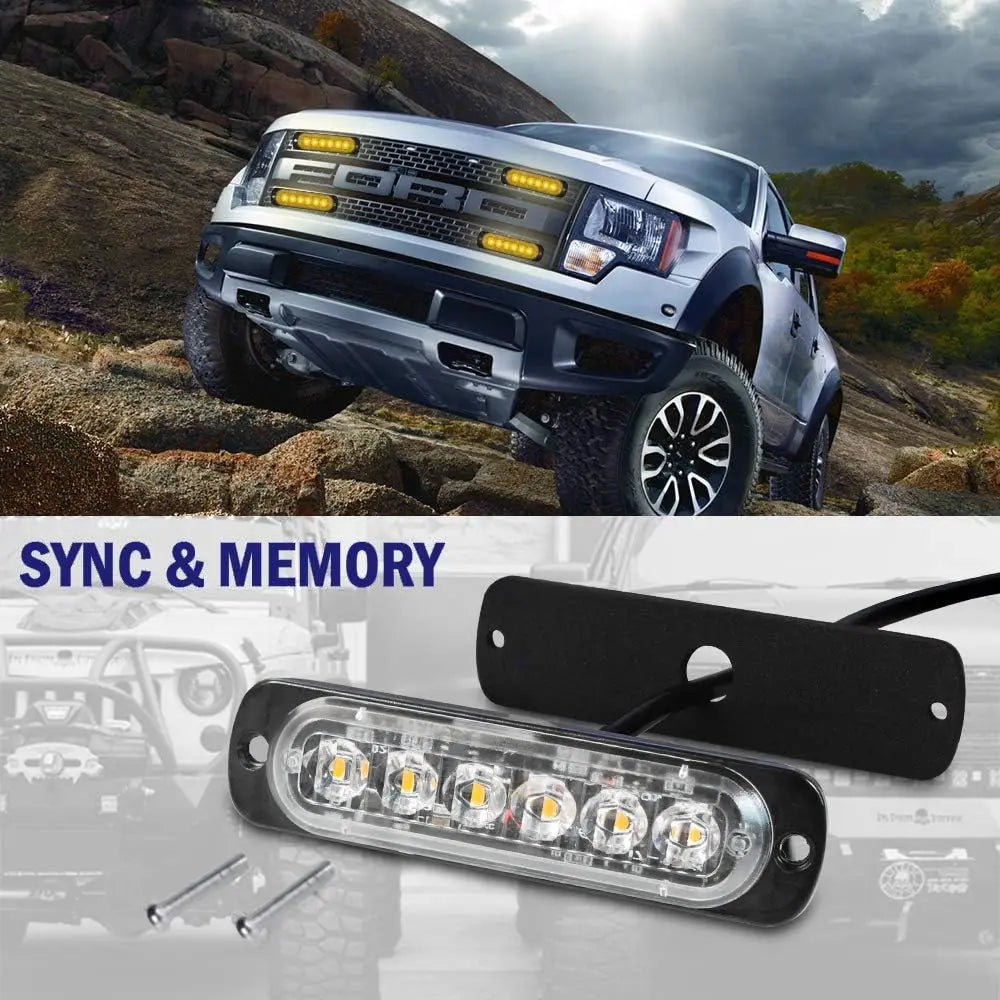 Éclairage de Calandre avant LED 12V/24V avec Lumières Stroboscopiques d'Alerte - Lampe de Signalisation Jaune et Blanche BLACKBEARD OUTDOOR INDUSTRIES