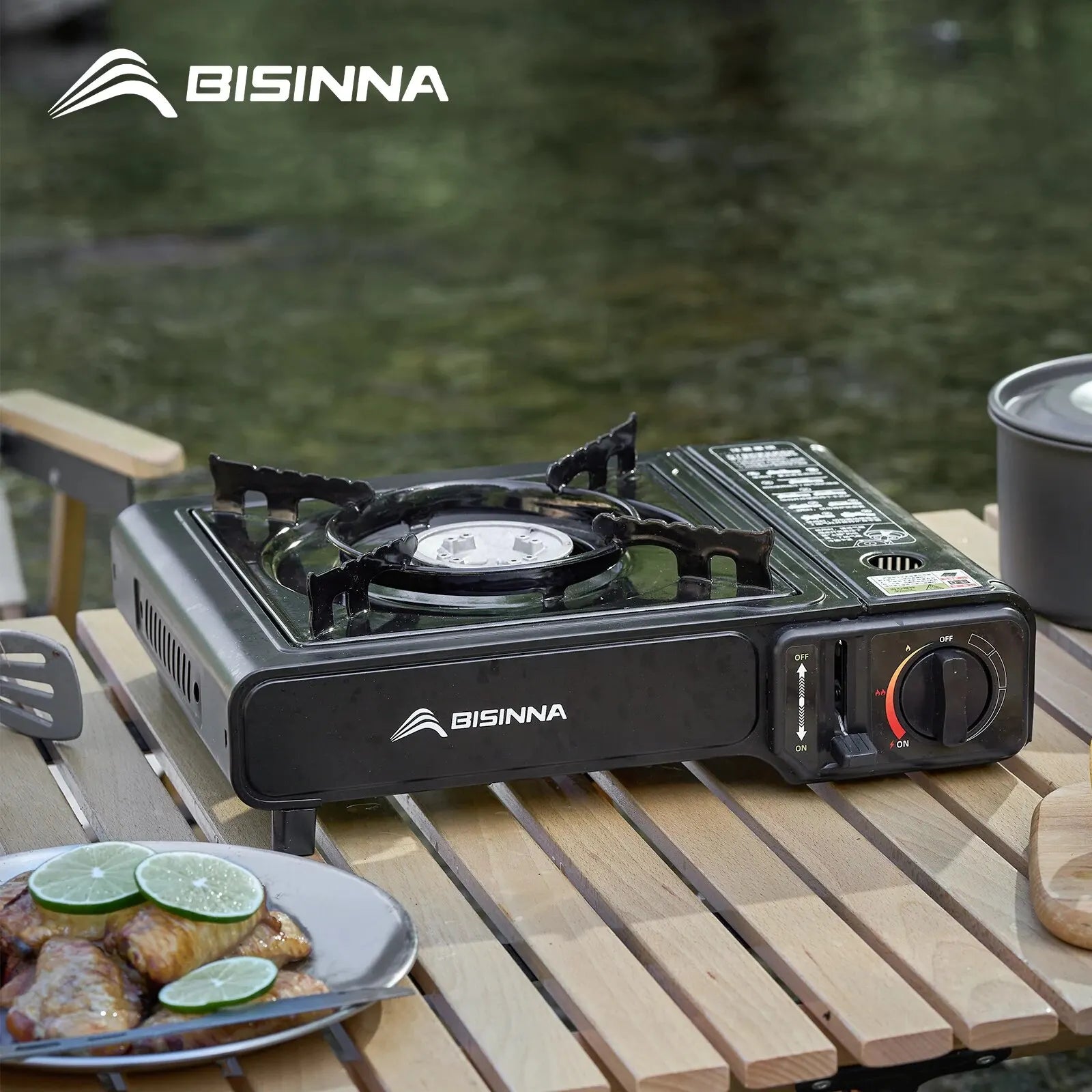 BISINNA Picnic Stove - Réchaud Portable à Gaz Butane avec 3 Couches de Sécurité - BLACKBEARD OUTDOOR INDUSTRIES