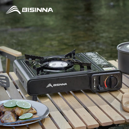 BISINNA Picnic Stove - Réchaud Portable à Gaz Butane avec 3 Couches de Sécurité - BLACKBEARD OUTDOOR INDUSTRIES